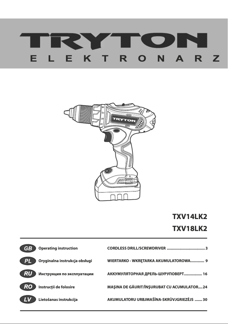 Page n°1 - Manuel utilisateur Tryton TXV14LK2