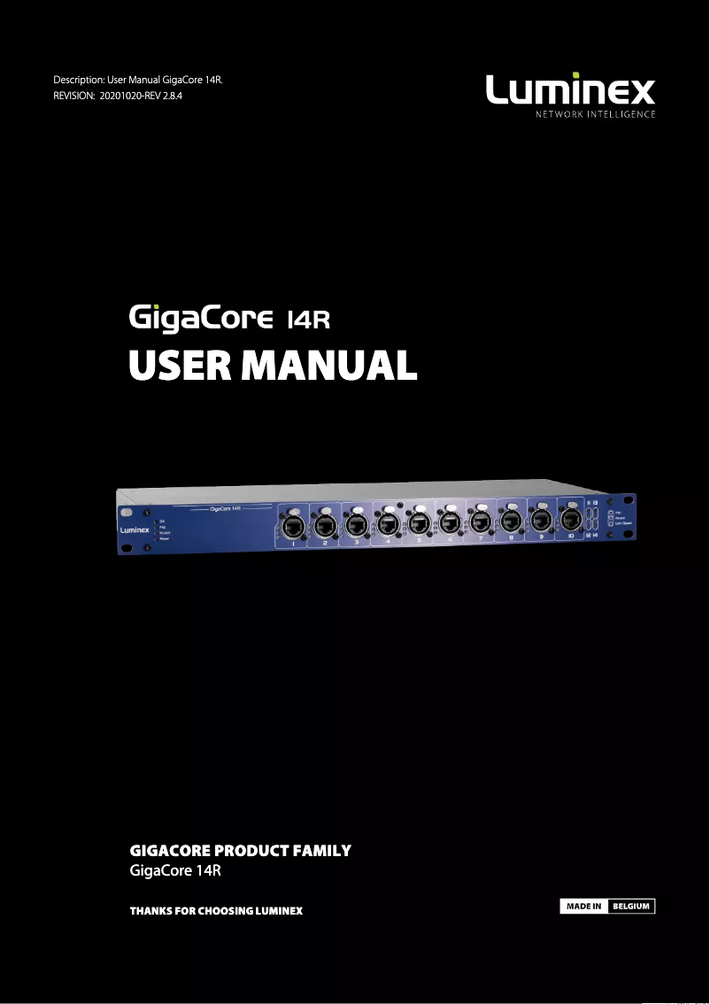 Page n°1 - Manuel utilisateur Luminex GigaCore 14R