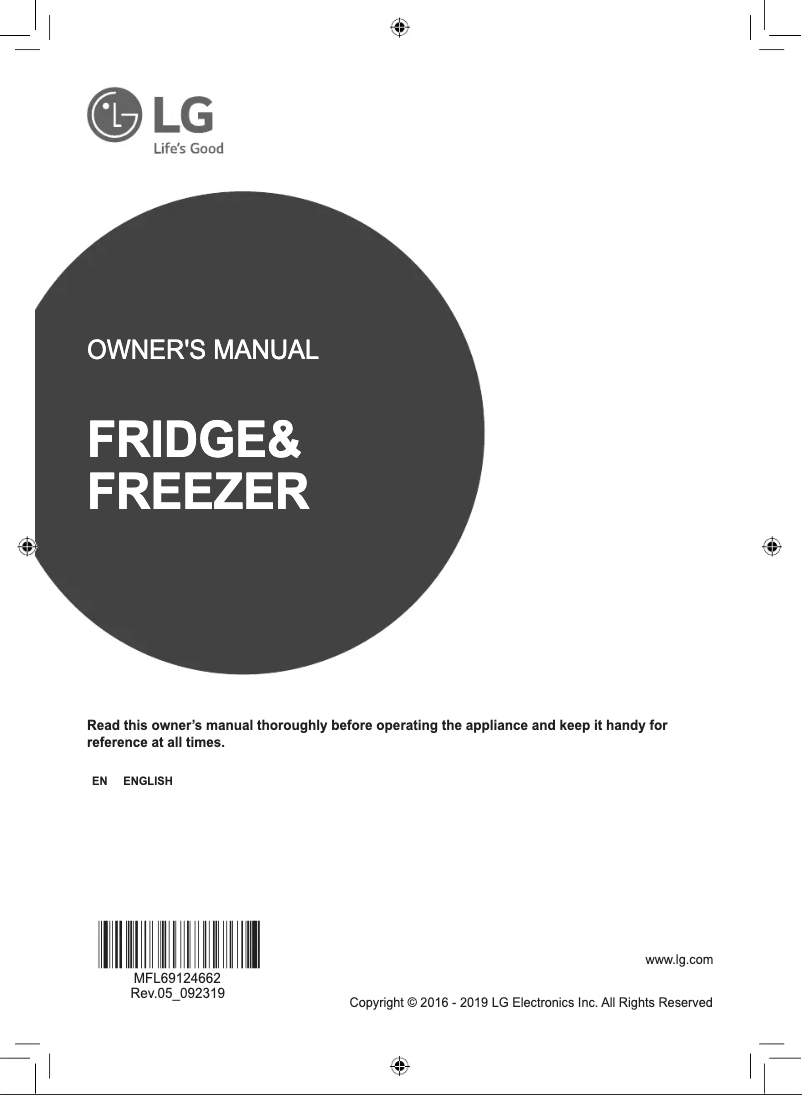 Page 1 de la notice Manuel utilisateur LG GC-L247CLAV