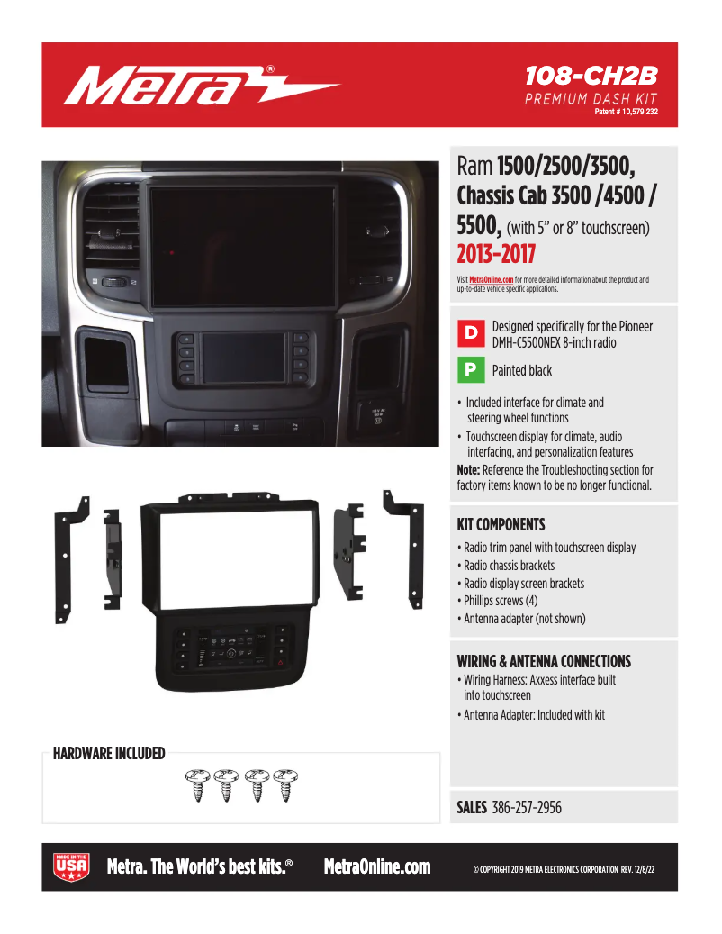 Page 1 de la notice Fiche technique AXESS 108-CH2B