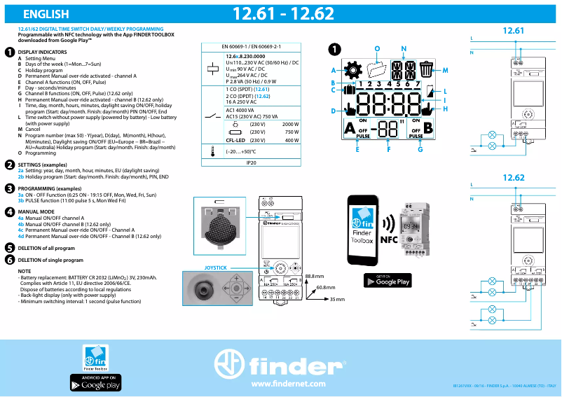 Page 1 de la notice Manuel utilisateur Finder 12.61