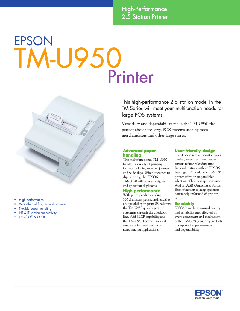 Imagen de la primera página del manual del dispositivo TM-U950