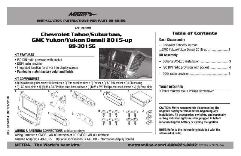 Page n°1 - Guide d'installation Metra 99-3015G