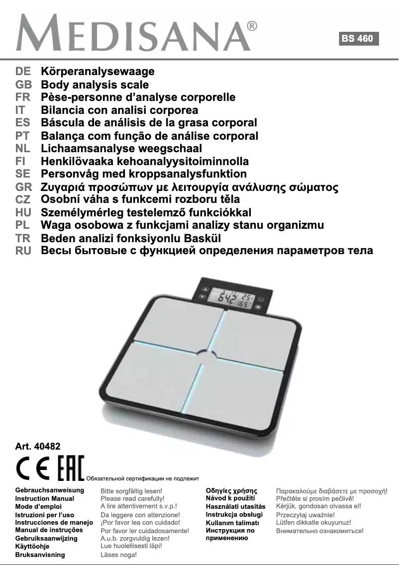 Page n°1 - Manuel utilisateur Medisana BS 460
