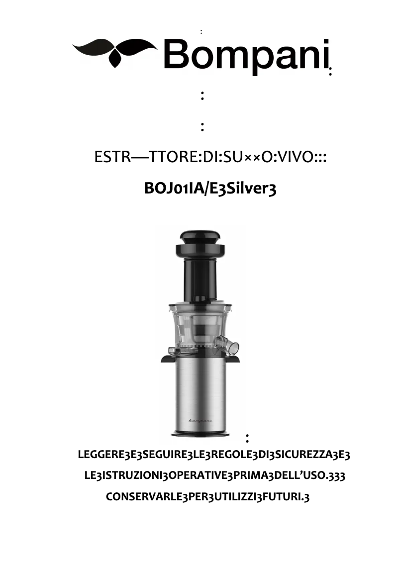 Page 1 de la notice Manuel utilisateur Bompani BOJ01IA/E