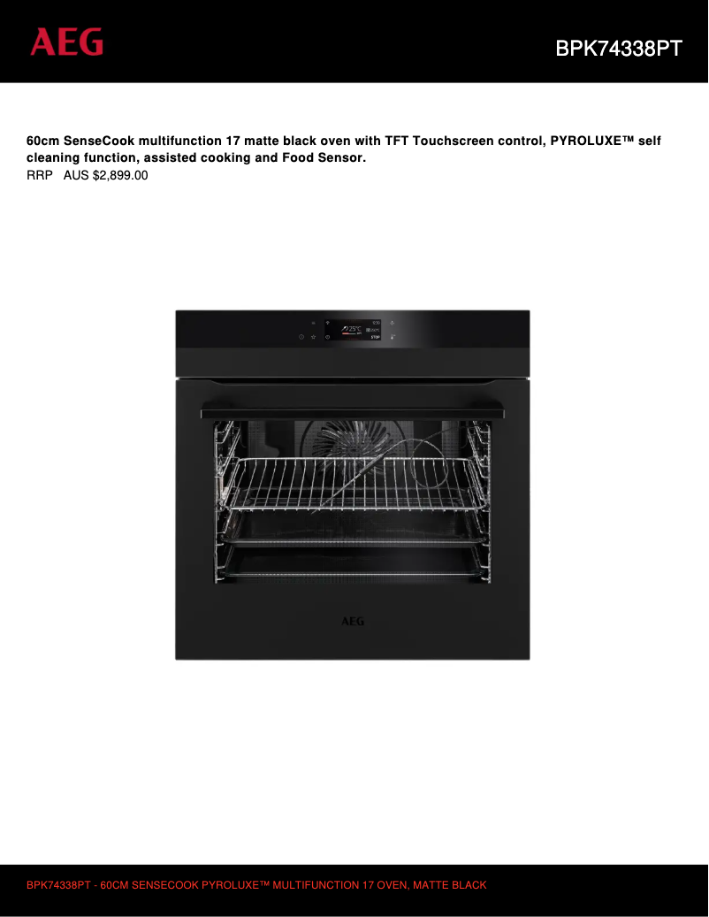 Página 1 del manual Ficha técnica AEG BPK74338PT