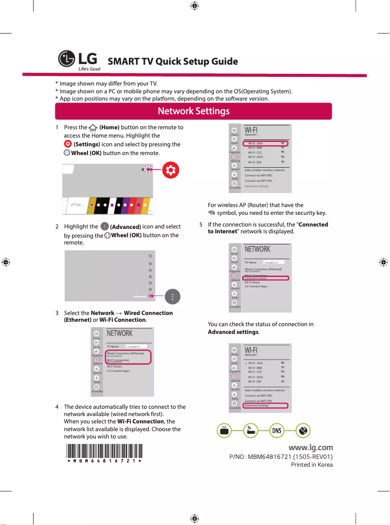 Page 1 de la notice Manuel utilisateur LG 55UH605T