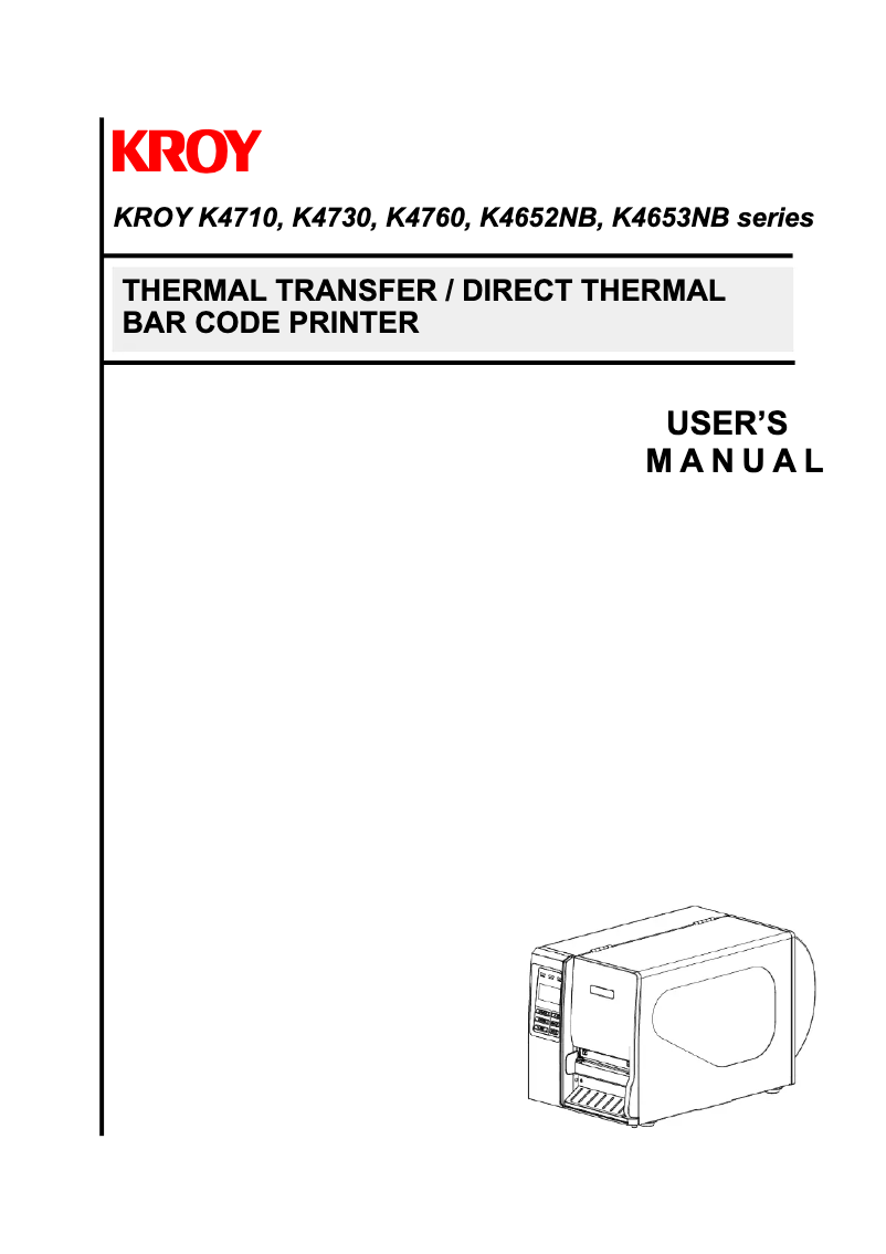Page n°1 - Manuel utilisateur Kroy K4760
