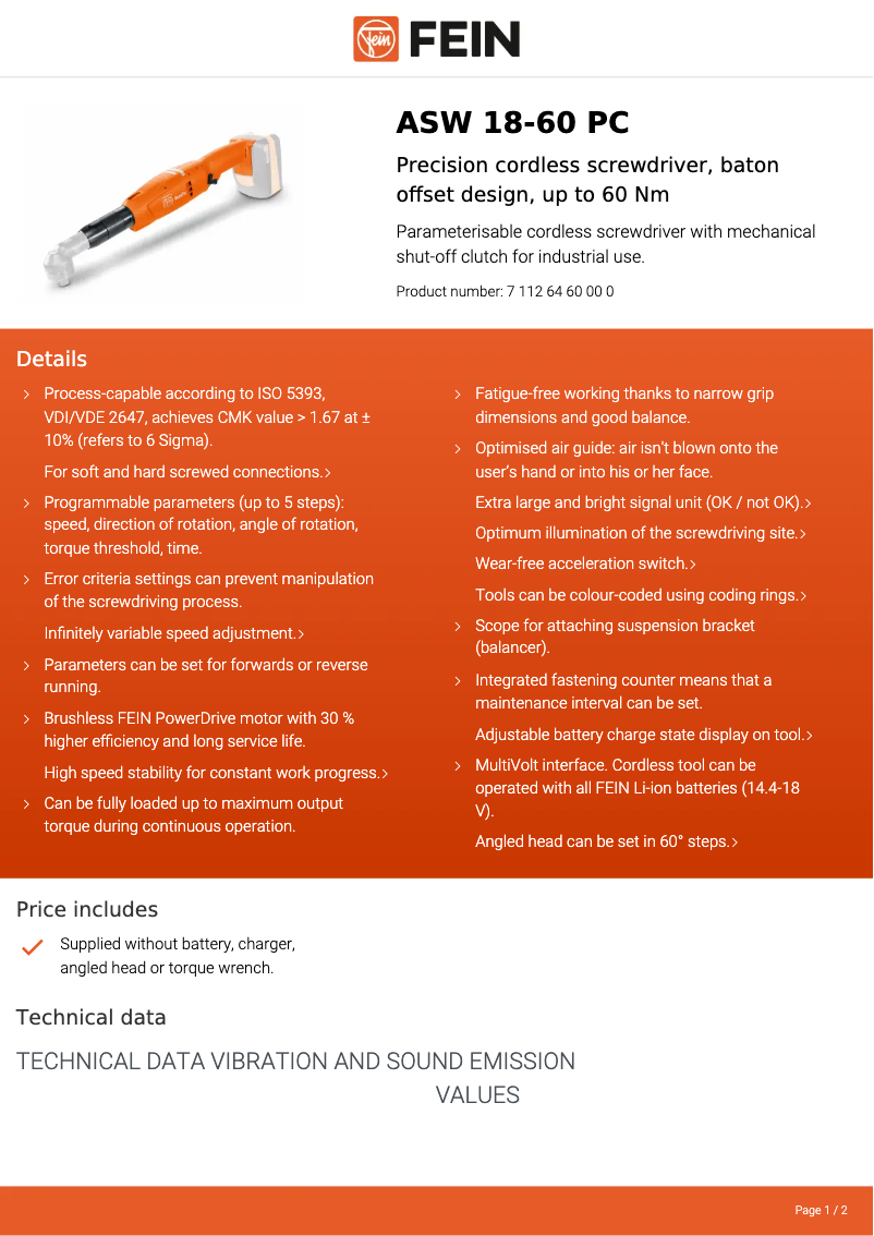 Image de la première page du manuel de l'appareil ASW 18-60 PC