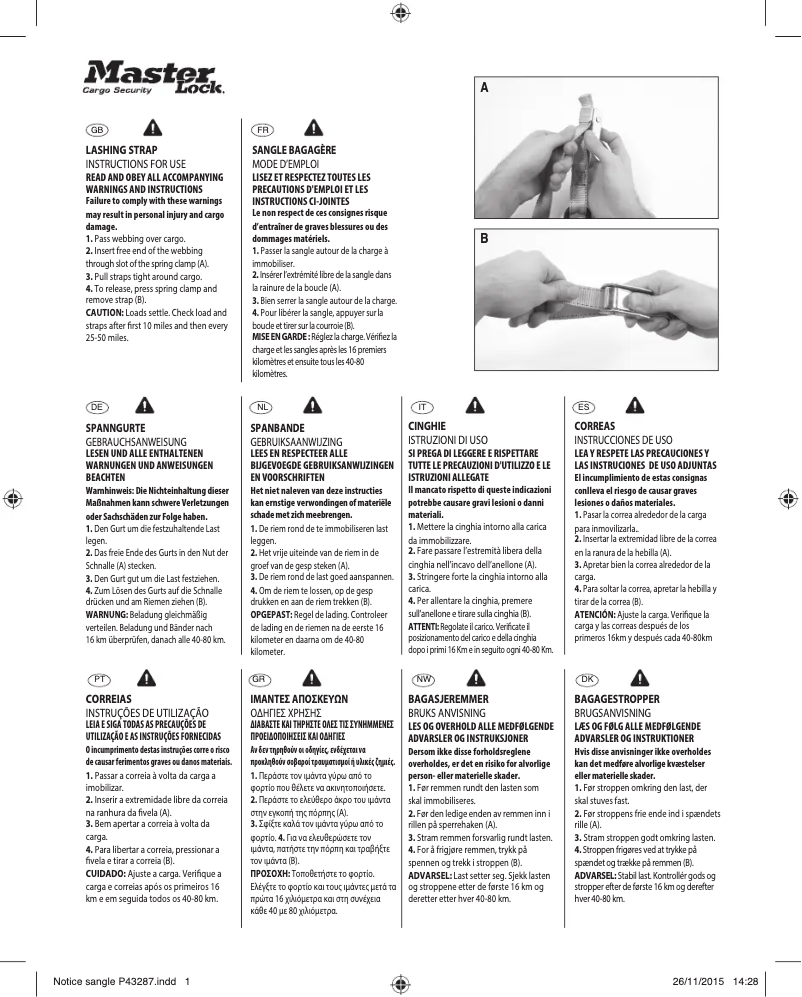 Page 1 de la notice Manuel utilisateur Master Lock 3110
