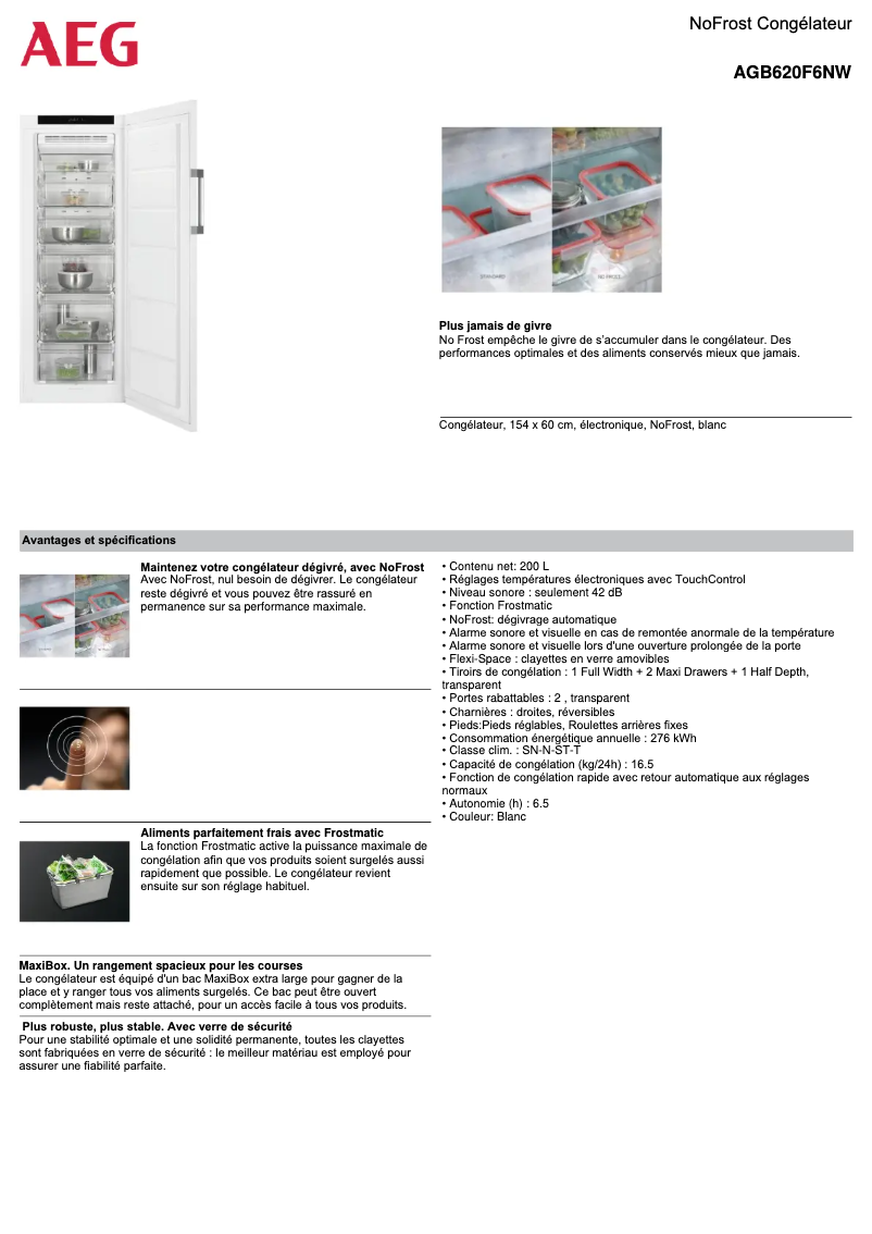 Página 1 del manual Ficha técnica AEG AGB620F6NW