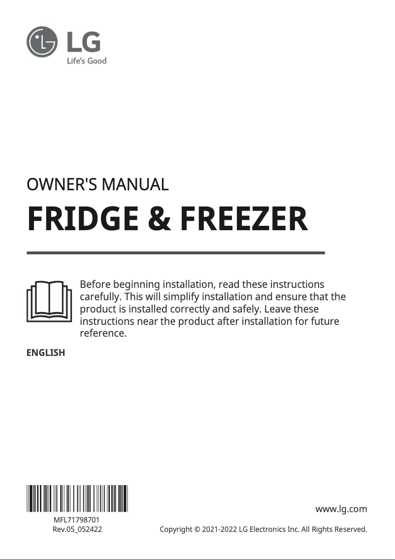 Image de la première page du manuel de l'appareil GSLV71SWTM