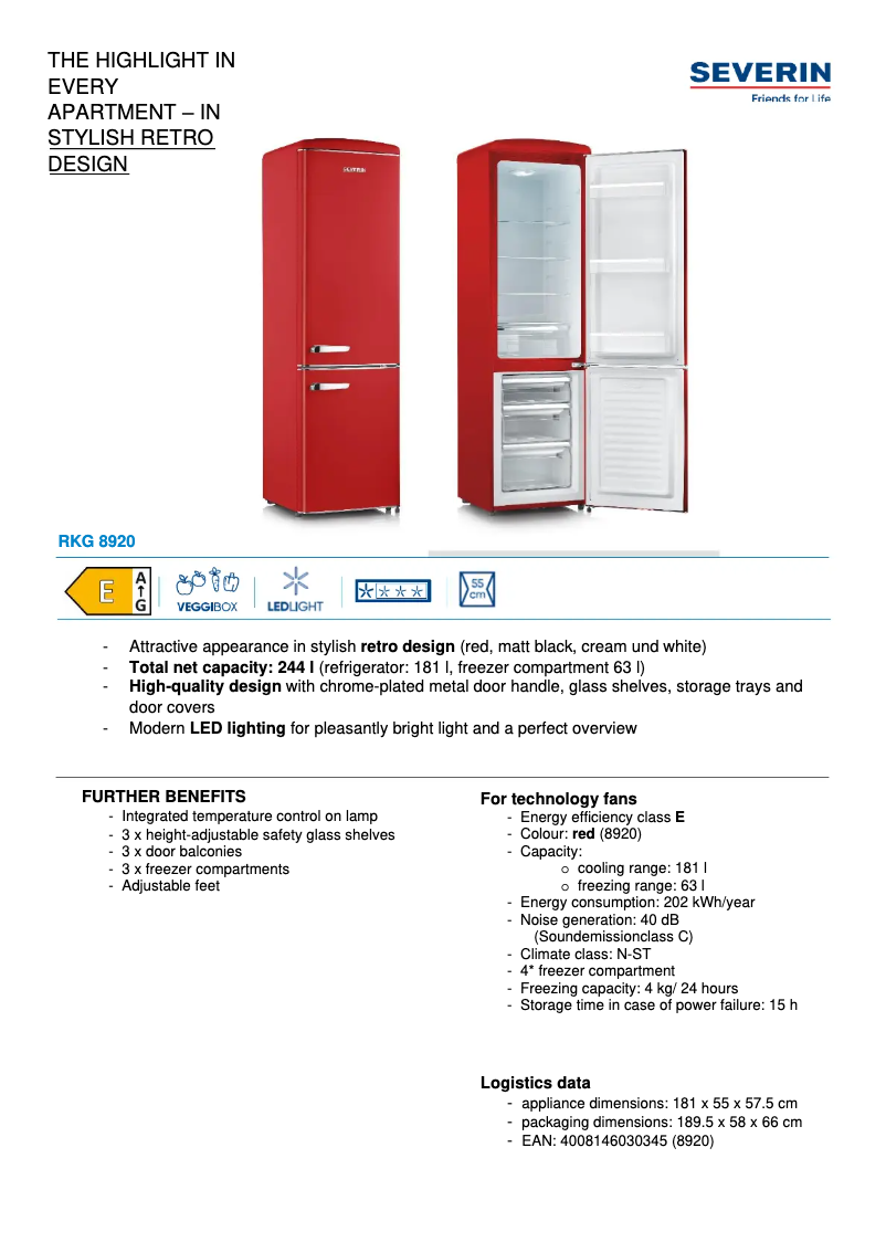 Page n°1 - Fiche technique Severin RKG 8920