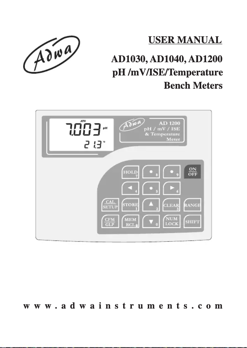 Image de la première page du manuel de l'appareil AD1200