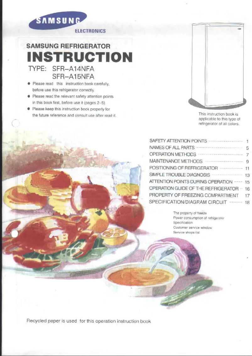 Page 1 de la notice Manuel utilisateur Samsung SFR-A14NFA