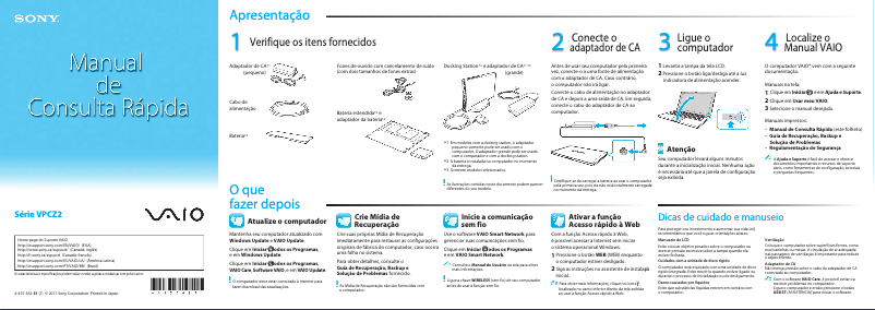 Page 1 de la notice Manuel utilisateur Sony Vaio VPCZ235