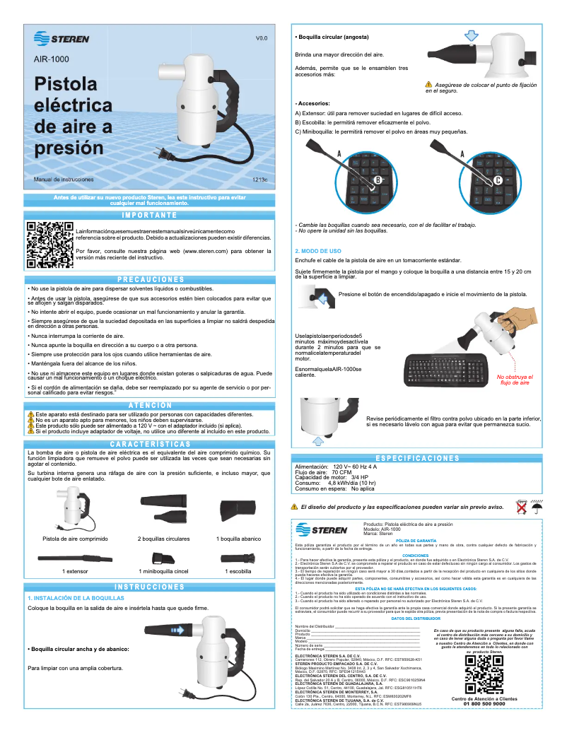 Image de la première page du manuel de l'appareil AIR-1000