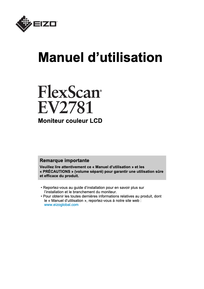 Page n°1 - Manuel utilisateur Eizo FlexScan EV2781