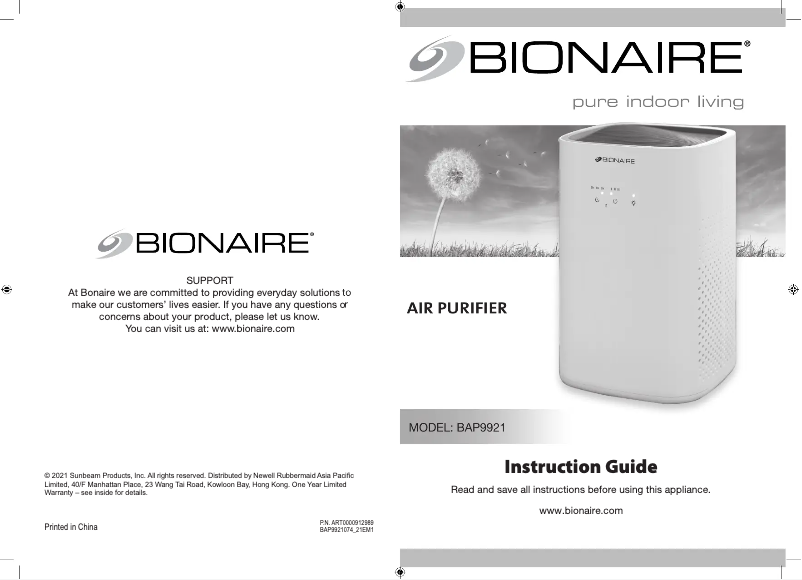 Página 1 del manual Manual de usuario Bionaire BAP9921
