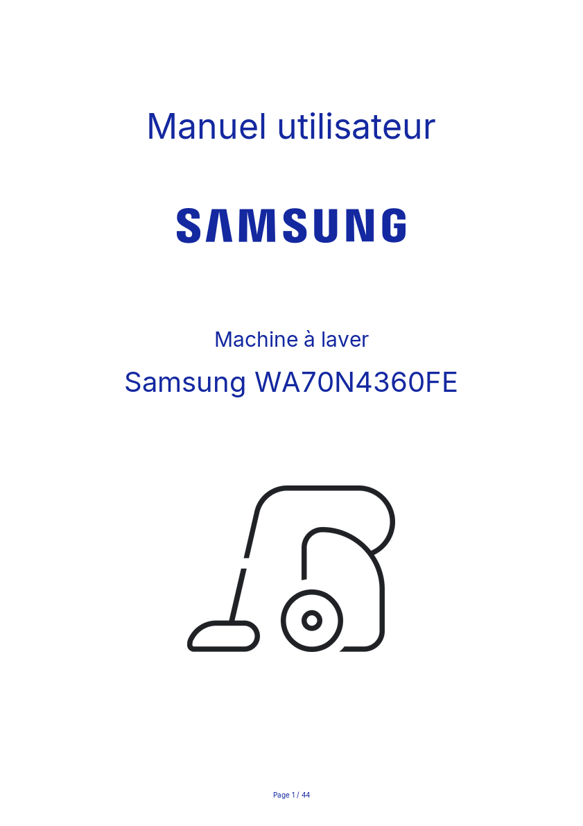 Page n°1 - Manuel utilisateur Samsung WA70N4360FE