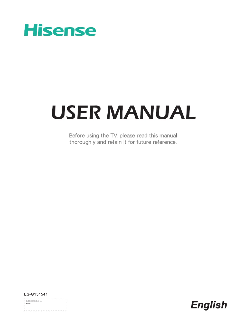 Page n°1 - Manuel utilisateur Hisense 50K360G