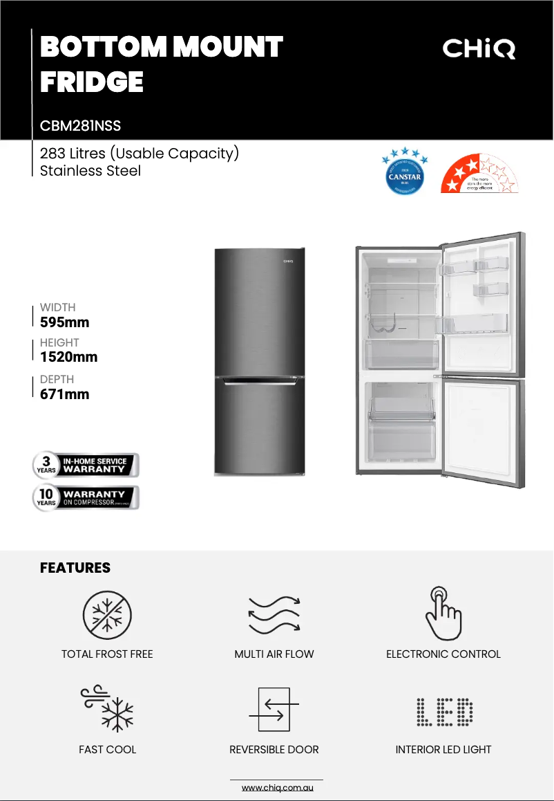 Page 1 de la notice Fiche technique CHiQ CBM281NSS