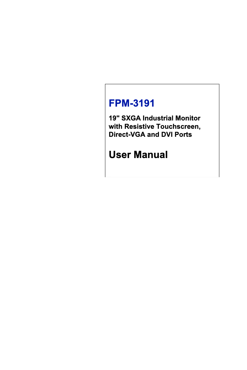 Page 1 de la notice Manuel utilisateur Advantech FPM-3191