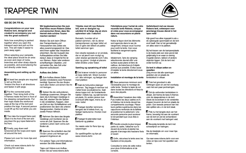 Page n°1 - Manuel utilisateur Robens Trapper Twin