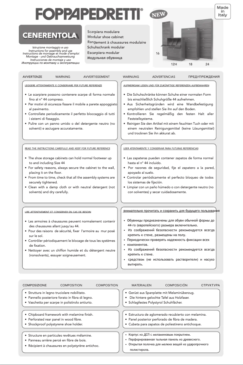 Page 1 de la notice Manuel utilisateur Foppapedretti Cenerentola 12