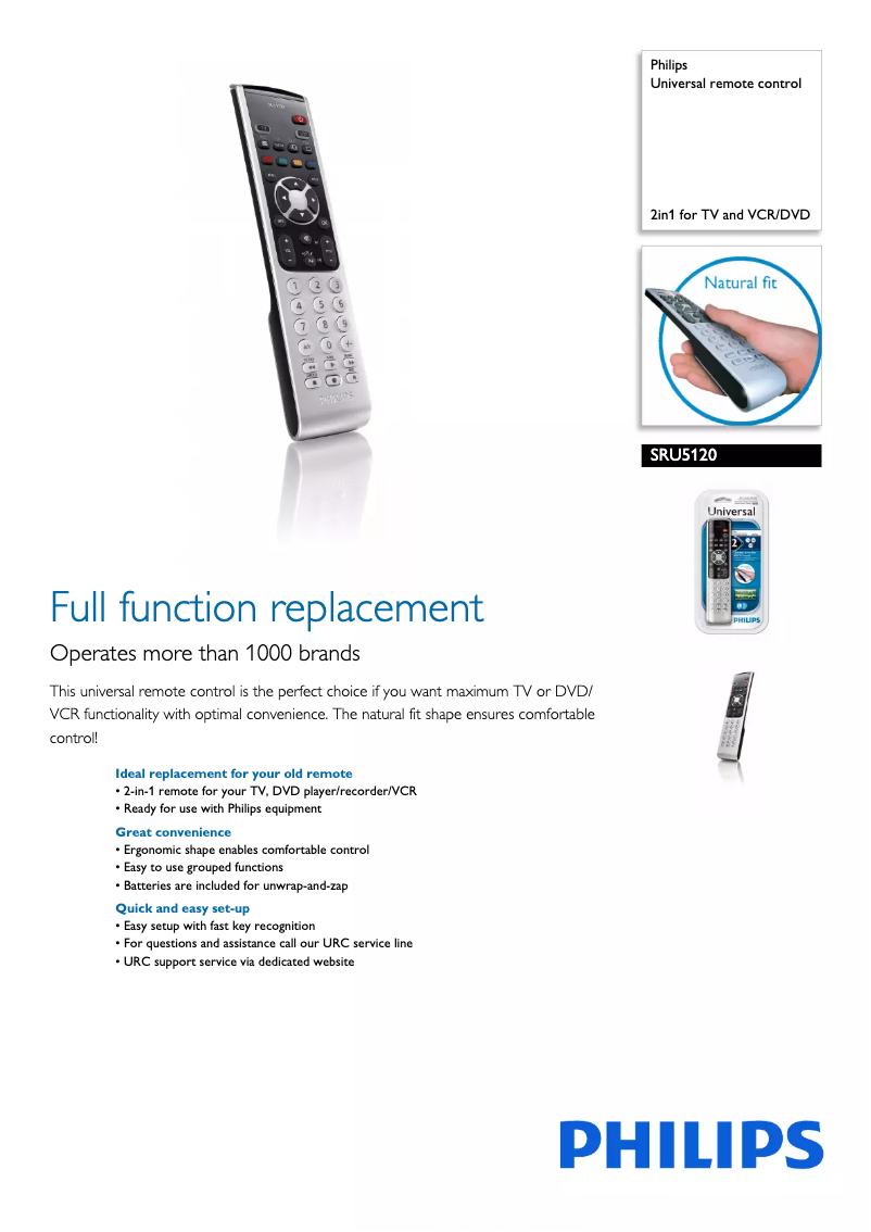 Page 1 de la notice Brochure Philips SRU5120