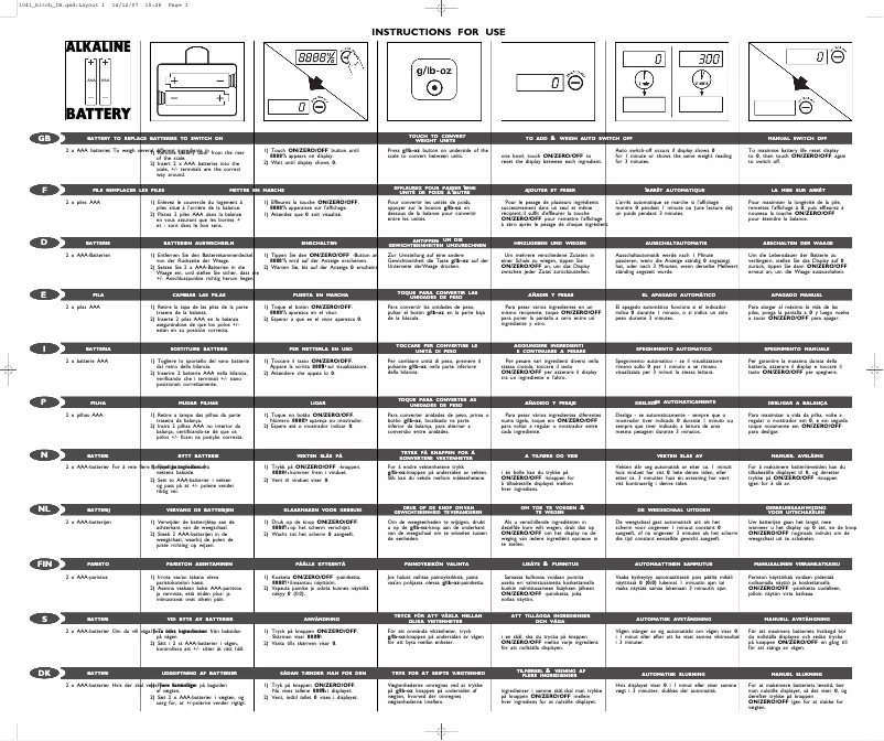 Page n°1 - Manuel utilisateur Salter SL2038-1