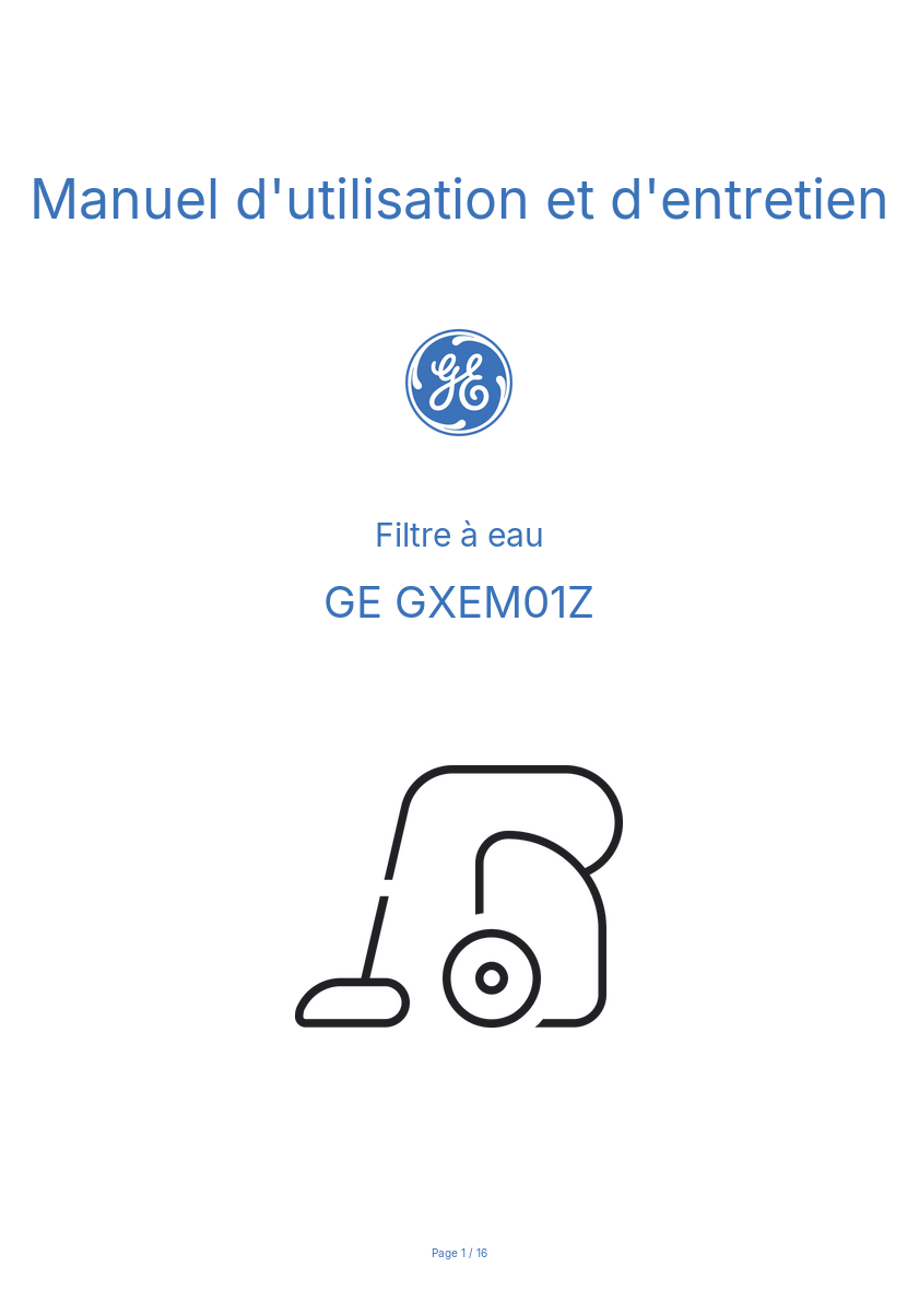 Image de la première page du manuel de l'appareil GXEM01Z