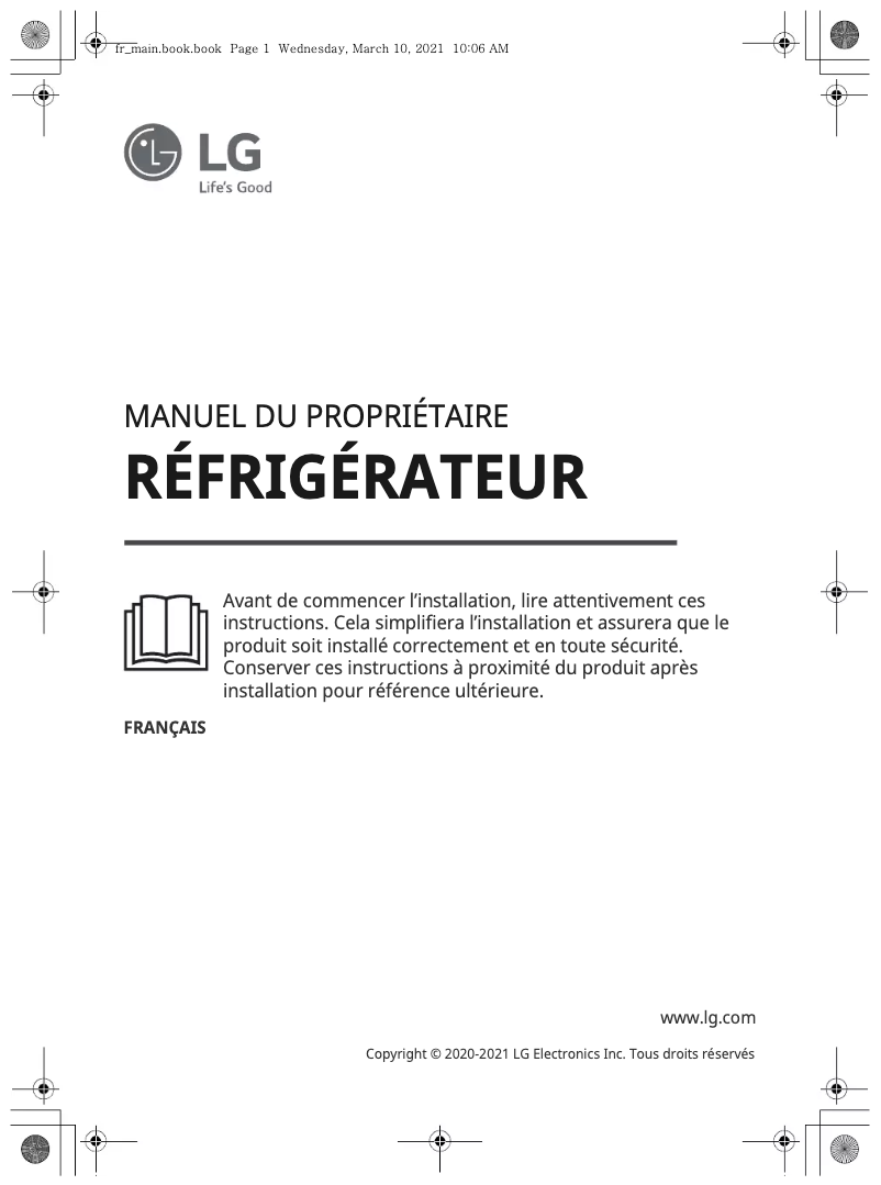 Page 1 de la notice Manuel utilisateur LG GC-F411ELDM