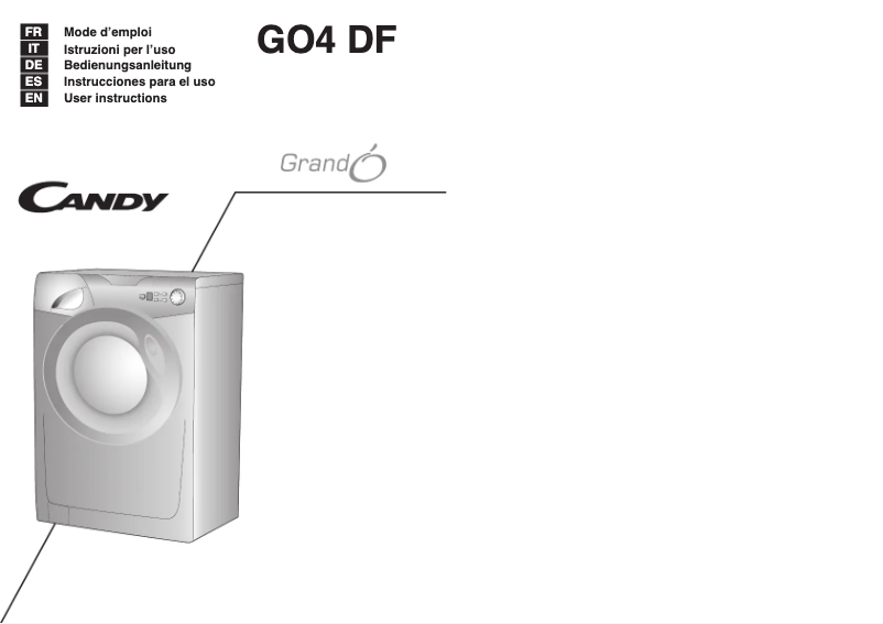 Page 1 de la notice Manuel utilisateur Candy GO4 107DF/1-16S