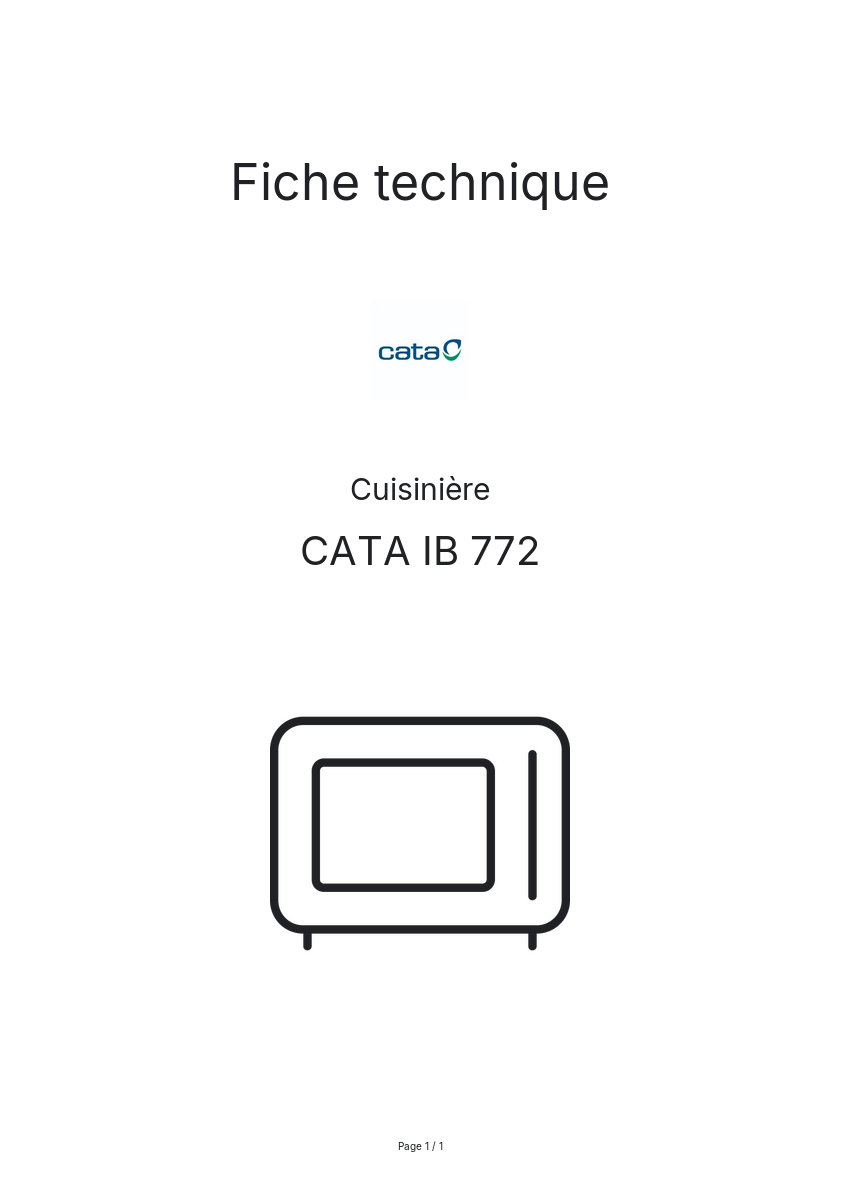 Page n°1 - Fiche technique CATA IB 772