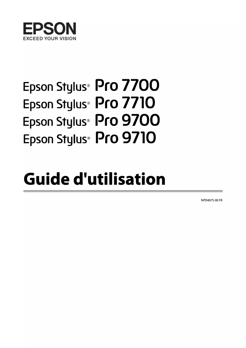 Image de la première page du manuel de l'appareil Stylus Pro 9700