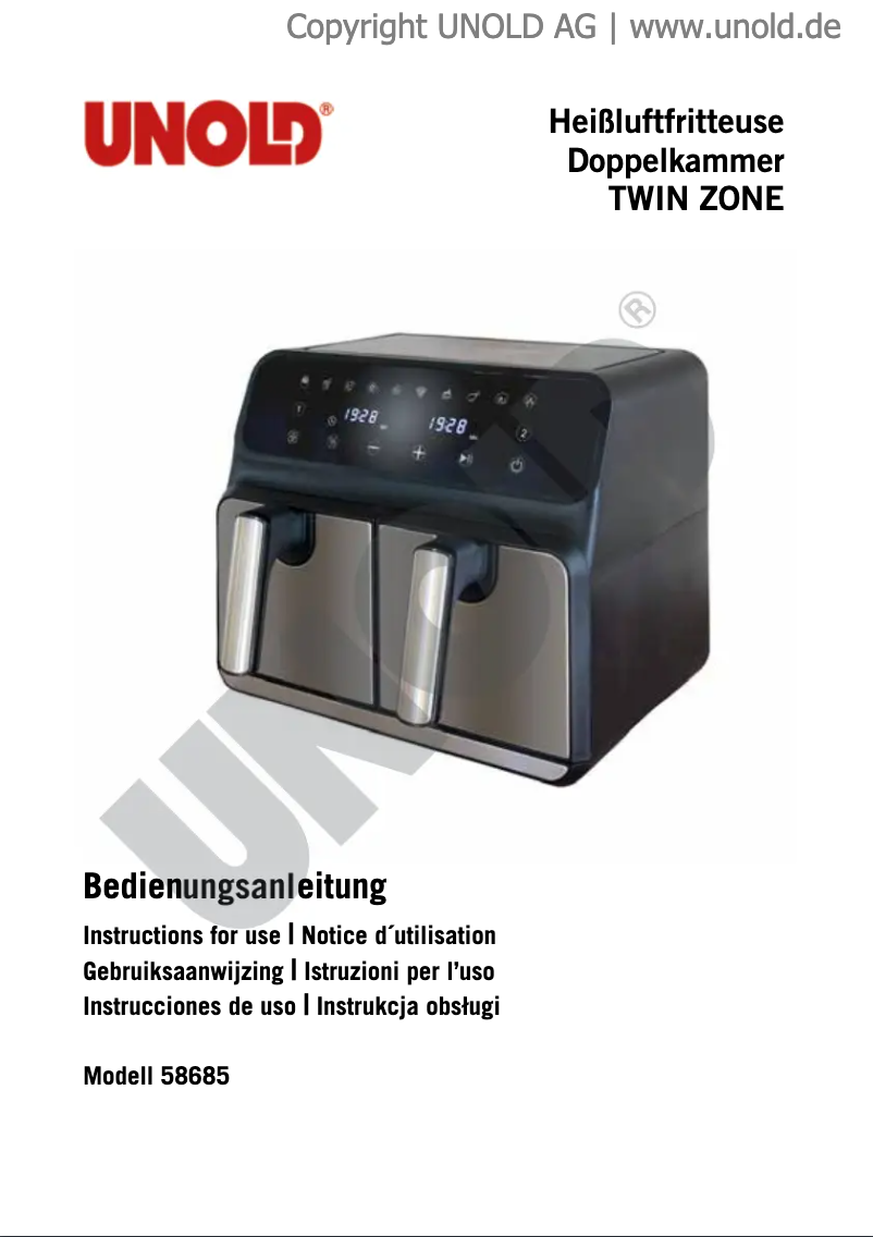 Page 1 de la notice Manuel utilisateur Unold Twin Zone 58685