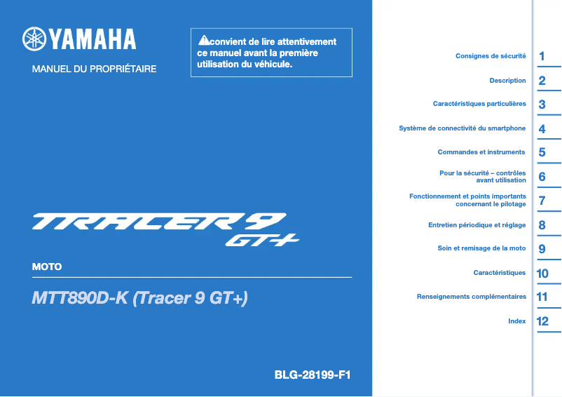Página 1 del manual Manual de usuario Yamaha TRACER 9 GT (2024)
