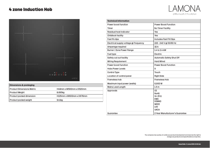 Página 1 del manual Ficha técnica Lamona LAM1805