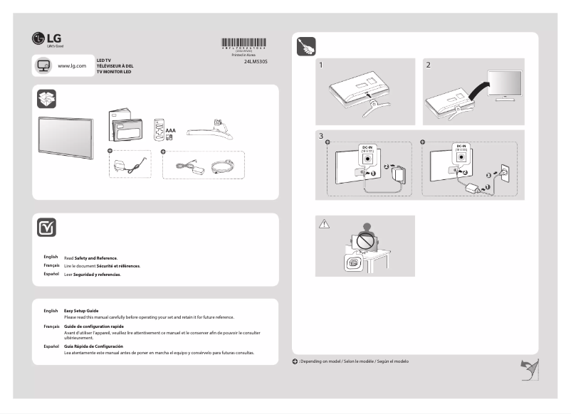 Page 1 de la notice Manuel utilisateur LG 24LM530S-PU