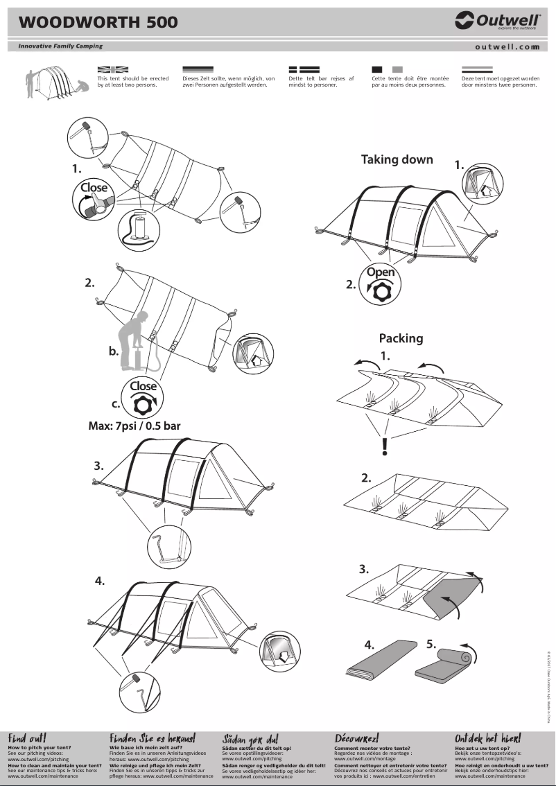 Page 1 de la notice Manuel utilisateur Outwell Woodworth 500