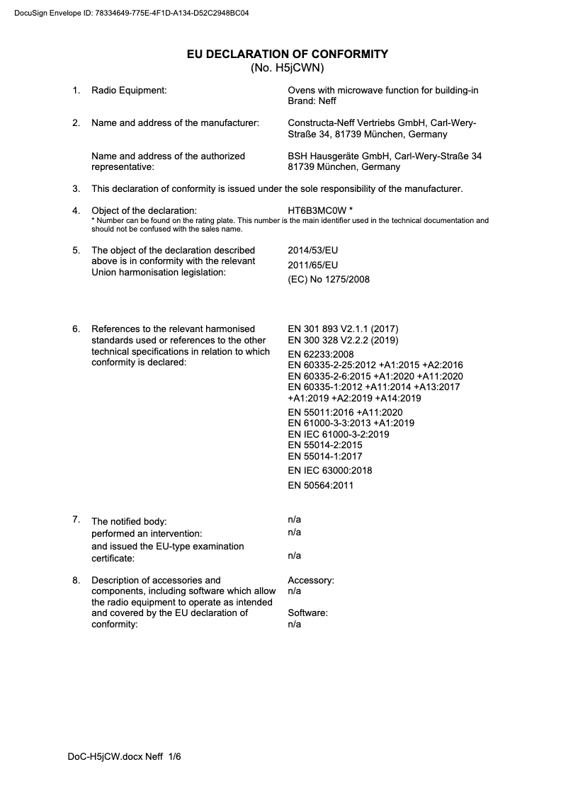 Page 1 de la notice Manuel utilisateur Neff C17MS22G0