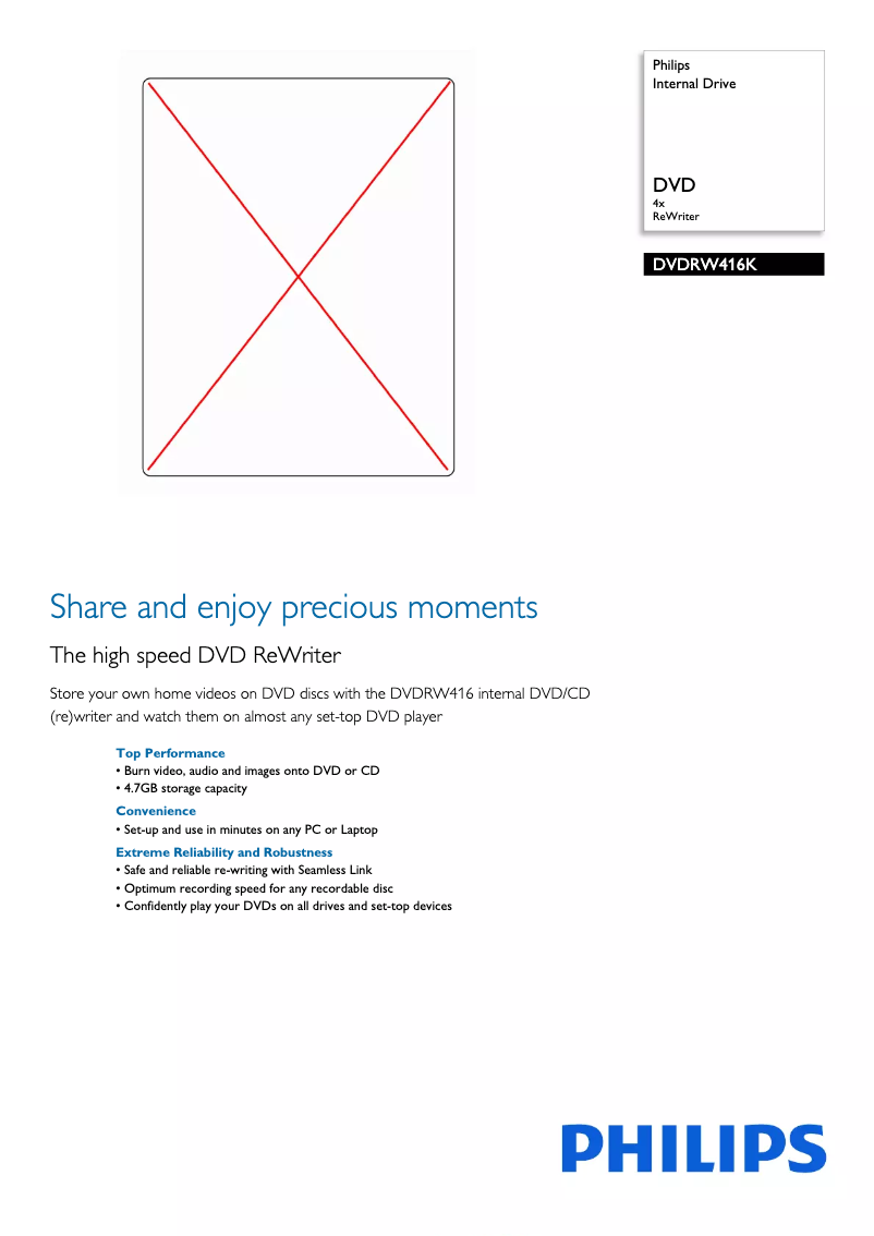 Página 1 del manual Ficha técnica Philips DVDRW416K