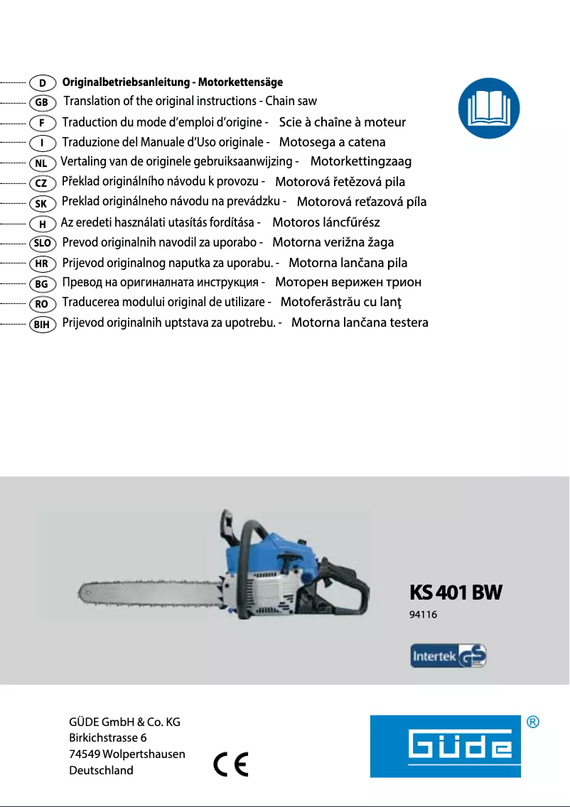 Page n°1 - Manuel utilisateur Güde KS 401 BW