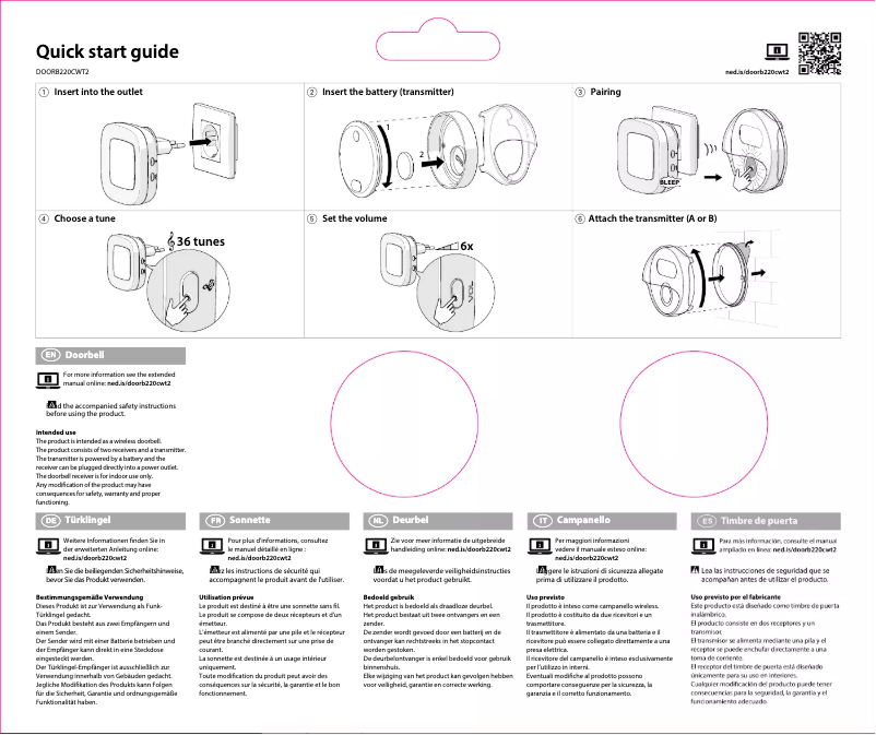 Page n°1 - Manuel utilisateur Nedis DOORB220CWT2