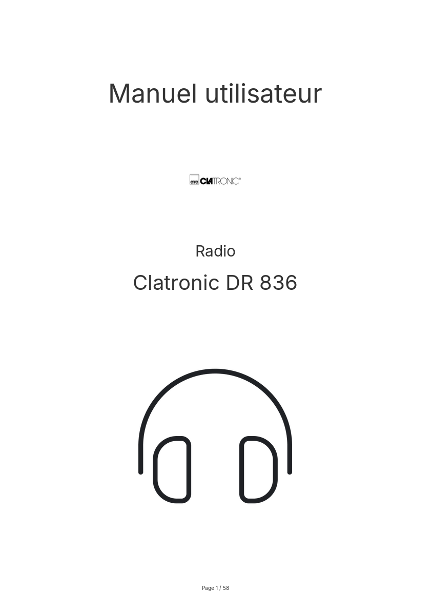 Page n°1 - Manuel utilisateur Clatronic DR 836