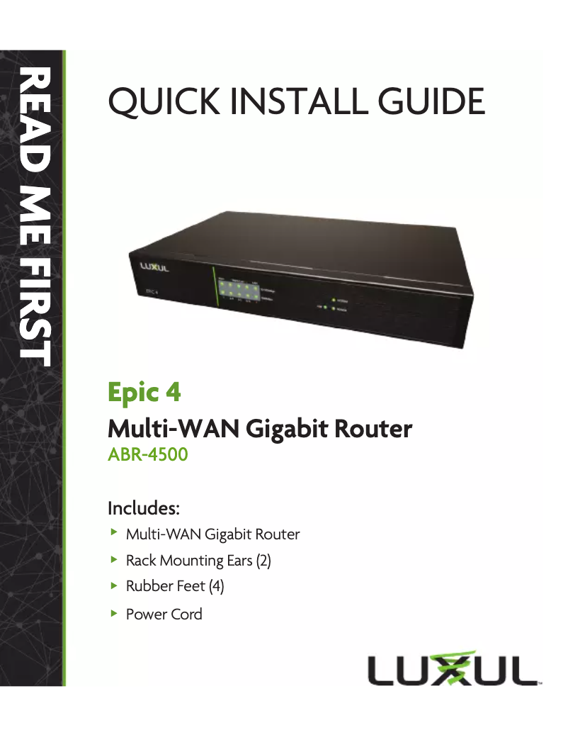 Page n°1 - Manuel utilisateur Luxul Epic 4 ABR-4500