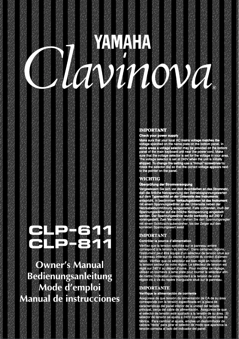 Page 1 of the manual User Manual Yamaha Clavinova CLP-611