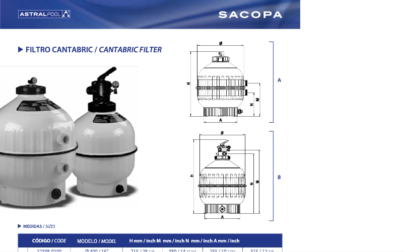 Page n°1 - Fiche technique AstralPool Cantabric