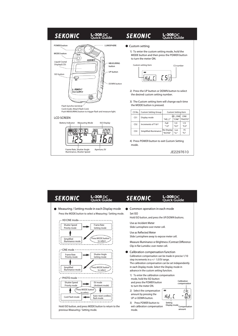 Image de la première page du manuel de l'appareil L-308DC DigiCineMate